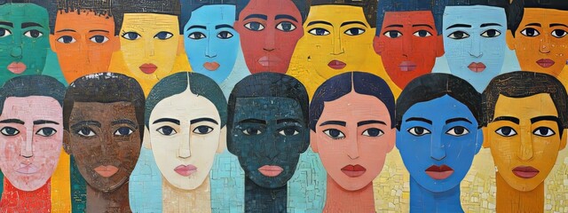 Faces of the World,A Kaleidoscope of Complexions: Embracing Our Differences,A Visual Exploration of Human Diversity.Concept of diversity, inclusion, unity, multiculturalism, global community.