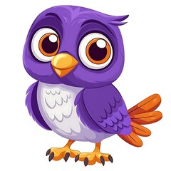 Fototapeta premium Cheerful and Colorful Purple Owl with Orange Feathers, Perfect for Children's Illustrations and Happy Art Projects to Brighten Up Any Space