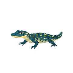 Obraz premium Playful Green Alligator with Yellow Spots, Perfect for Whimsical Themes and Nature-Inspired Designs, Capturing the Joy of Jungle Adventures and Fun Characters