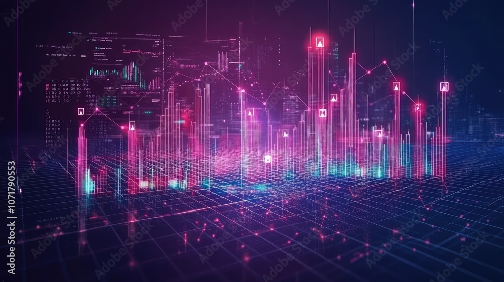 Poster abstract digital data visualization with graphs