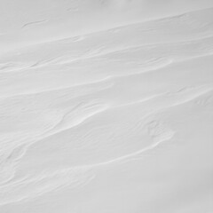 White snowy winter monochrome background with snow, snowflakes, landscape, nature, sky, horizon view.