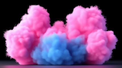 Fototapeta premium Abstract Pink and Blue Smoke Puff Cloud 3D Illustration