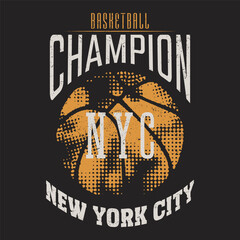 Champion Basketball Club vector t-shirt design. Vintage artwork for sportswear. Sport logo. College font. New York Basketball League, Sport typography,t-shirt graphics,poster,basketball player t-shirt © MdAlImran