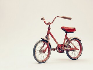 retro, rusted bicycle on white background