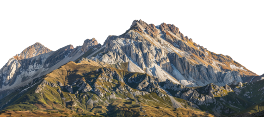 Isolated mountain peak with rocky textures set against a transparent background, showcasing natural beauty and rugged landscapes