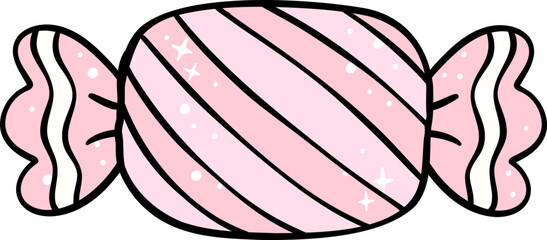 Preppy Coquette Christmas Pink stripe Wrapped Candy doodle lined pastel