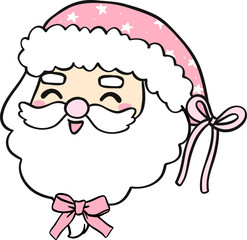 Preppy Coquette Christmas Santa Claus face doodle lined pastel