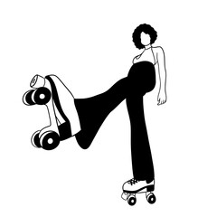 Girl with rollerblades illustration