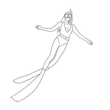 woman diving outline style clip art preview