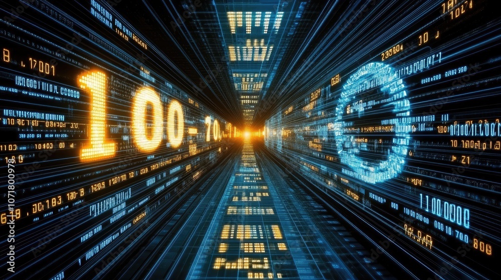 Poster dynamic digital futurism with numeric elements