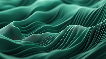 Obraz premium flowing green wave pattern with intricate lines creates soothing visual effect, evoking sense of calm and tranquility