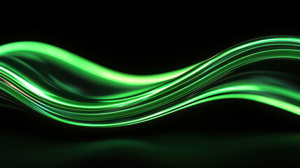 Vibrant green digital wave with neon accents creating dynamic flow. smooth curves and glowing lines evoke sense of energy and movement