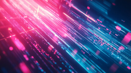Obraz premium Vibrant abstract digital lines and patterns creating a dynamic flow of light in a futuristic setting
