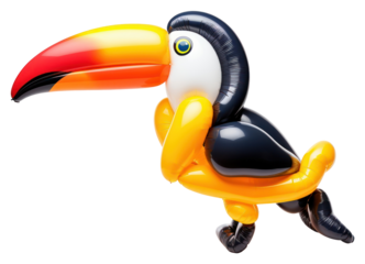 PNG A balloon twisting in the shape of a beautiful toucan bird balloon animal beak white background.