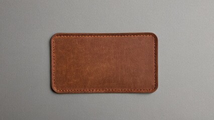 Close-up leather patch mockup on white, highlighting material and quality