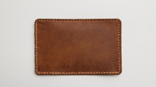 Detailed rectangular leather patch mockup on plain background