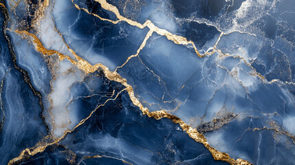 Elegant blue marble texture with golden veins highlighting natural beauty and sophistication