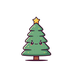 Variety of Adorable Little Christmas Tree Cartoon Characters on Transparent Background