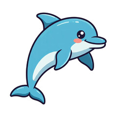 Naklejka premium Collection of Adorable Dolphin Cartoon Characters on Transparent Backdrop
