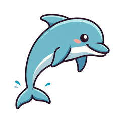 Fototapeta premium Collection of Adorable Dolphin Cartoon Characters on Transparent Backdrop