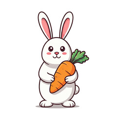 Obraz premium Collection of Cute Little Rabbit Holding Carrot Characters on Transparent Backdrop