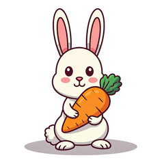 Obraz premium Collection of Cute Little Rabbit Holding Carrot Characters on Transparent Backdrop