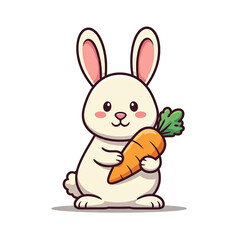 Obraz premium Collection of Cute Little Rabbit Holding Carrot Characters on Transparent Backdrop