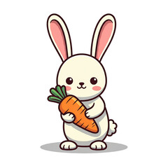 Obraz premium Collection of Cute Little Rabbit Holding Carrot Characters on Transparent Backdrop