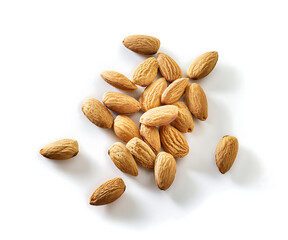Almond nuts on isolated white background