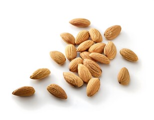Almond nuts on isolated white background