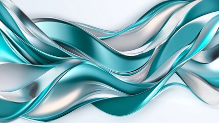 Obraz premium Abstract Geometric Waves with Metallic Silver Highlights