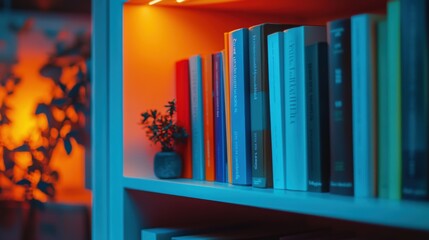 Obraz premium Bookcase in Blue Light.