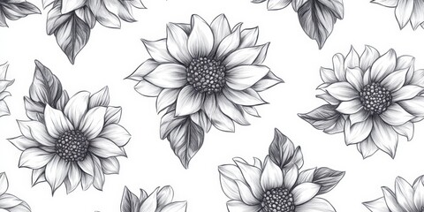 Obraz premium Beautiful Black and White Floral Pattern