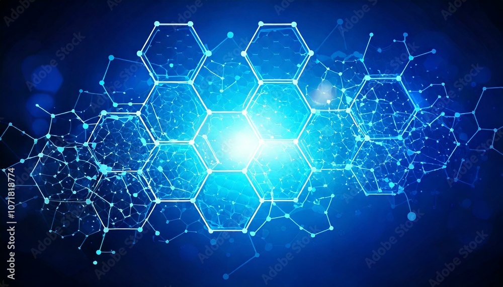 Wall mural abstract hexagonal molecular structures in technology background and science style. medical