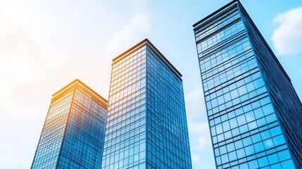 Obraz premium Modern Glass Skyscrapers City Architecture Business Success