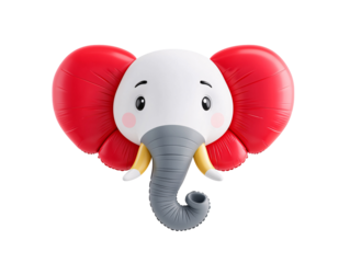 a red and white elephant head