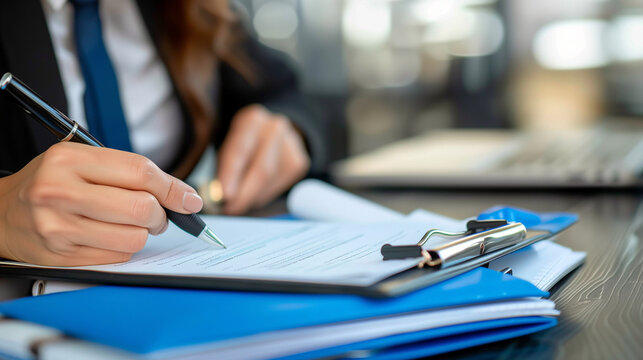 Diligent HR Manager Reviewing Complaints in Organized Office, Highlighting Fairness in Conflict Resolution