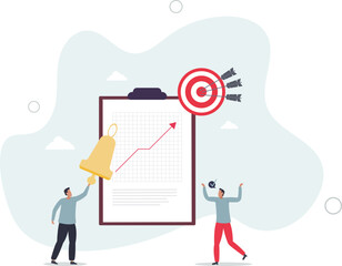 Working on project for effective goal accomplishment.Teamwork job with productive time management.flat characters.