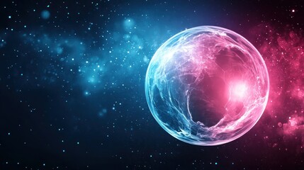 Fototapeta premium A vibrant cosmic sphere surrounded by colorful space elements, evoking a sense of wonder.