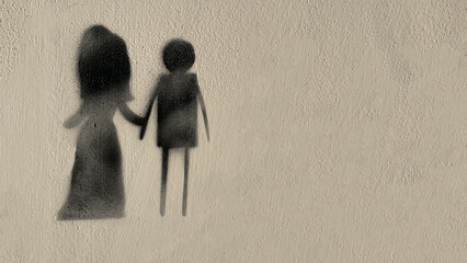 wall painting silhouette of bride and groom