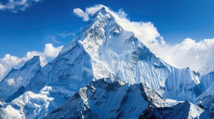 Beautiful mountain peaks covered in snow