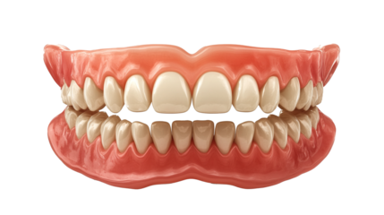 Detailed view of human dental anatomy showing natural alignment of upper and lower teeth