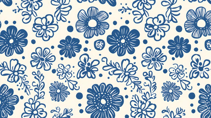 Blue Floral Pattern Illustration
