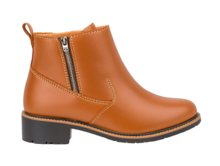a brown boot with a zipper