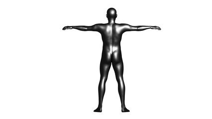 Black Male Mannequin in T-Pose Isolated on Transparent Background. Back View.