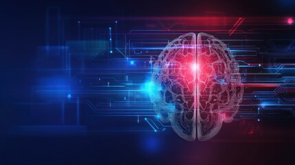 Obraz premium A digital brain illustration symbolizing technology and artificial intelligence.
