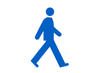 a blue figure with a white background