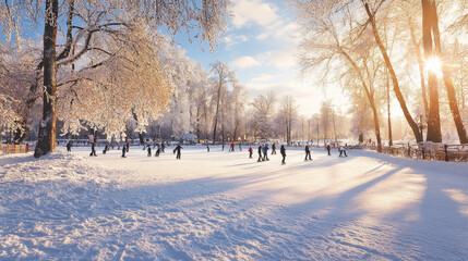 Obraz premium In many regions, December brings snow and winter landscapes, creating a picturesque atmosphere perfect for outdoor activities like ice skating and sledding.