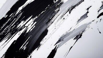 An abstract illustration featuring bold black and gray brush strokes against a white background, showcasing creative expression and contrast.