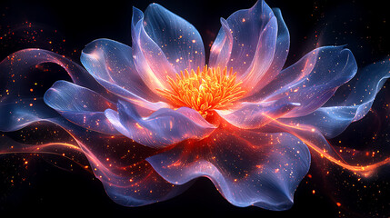 Obraz premium Glowing abstract flower with vibrant colors and sparkles